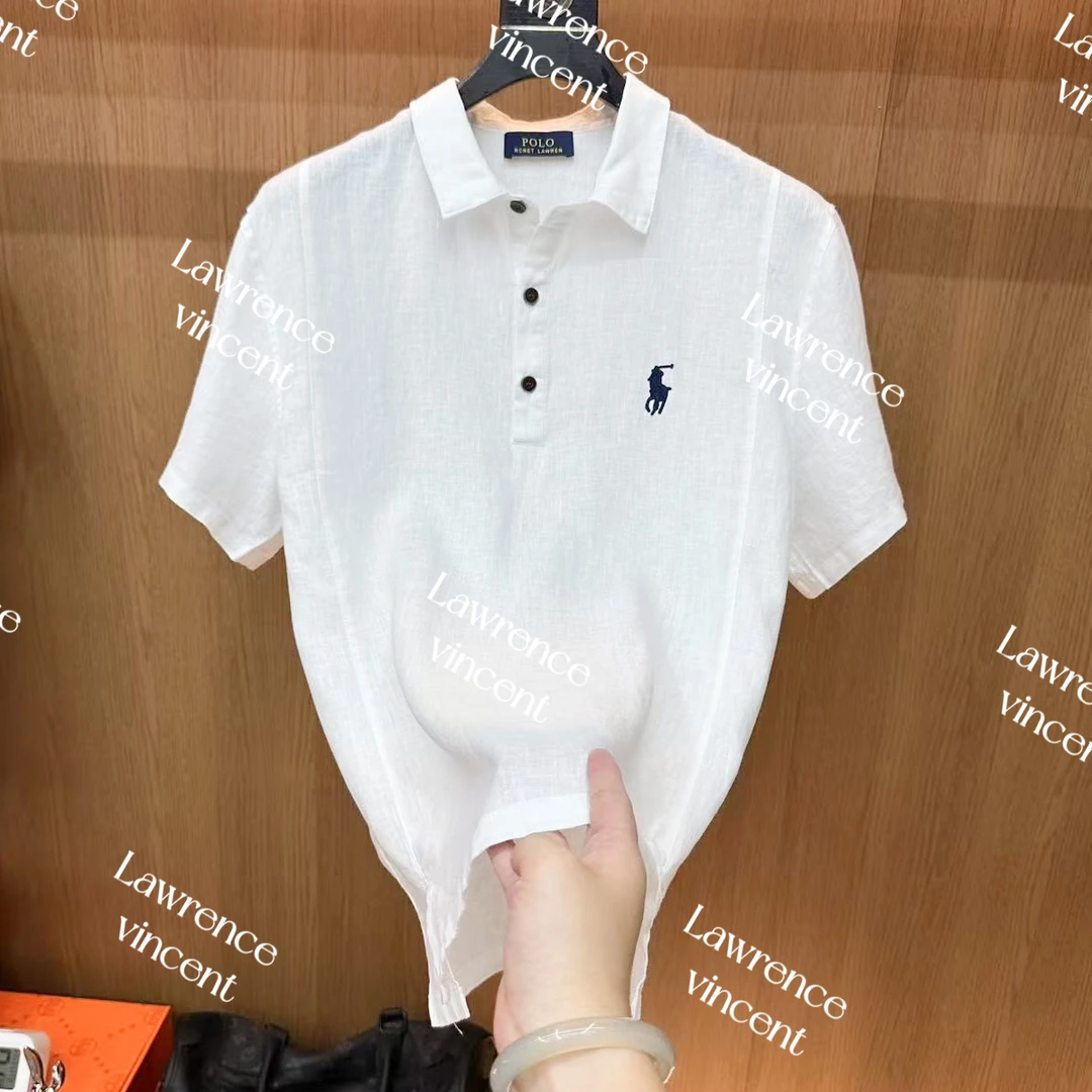 Lawrence Vincent 亚麻轻奢衬衫男女透气休闲衬衣短袖P072