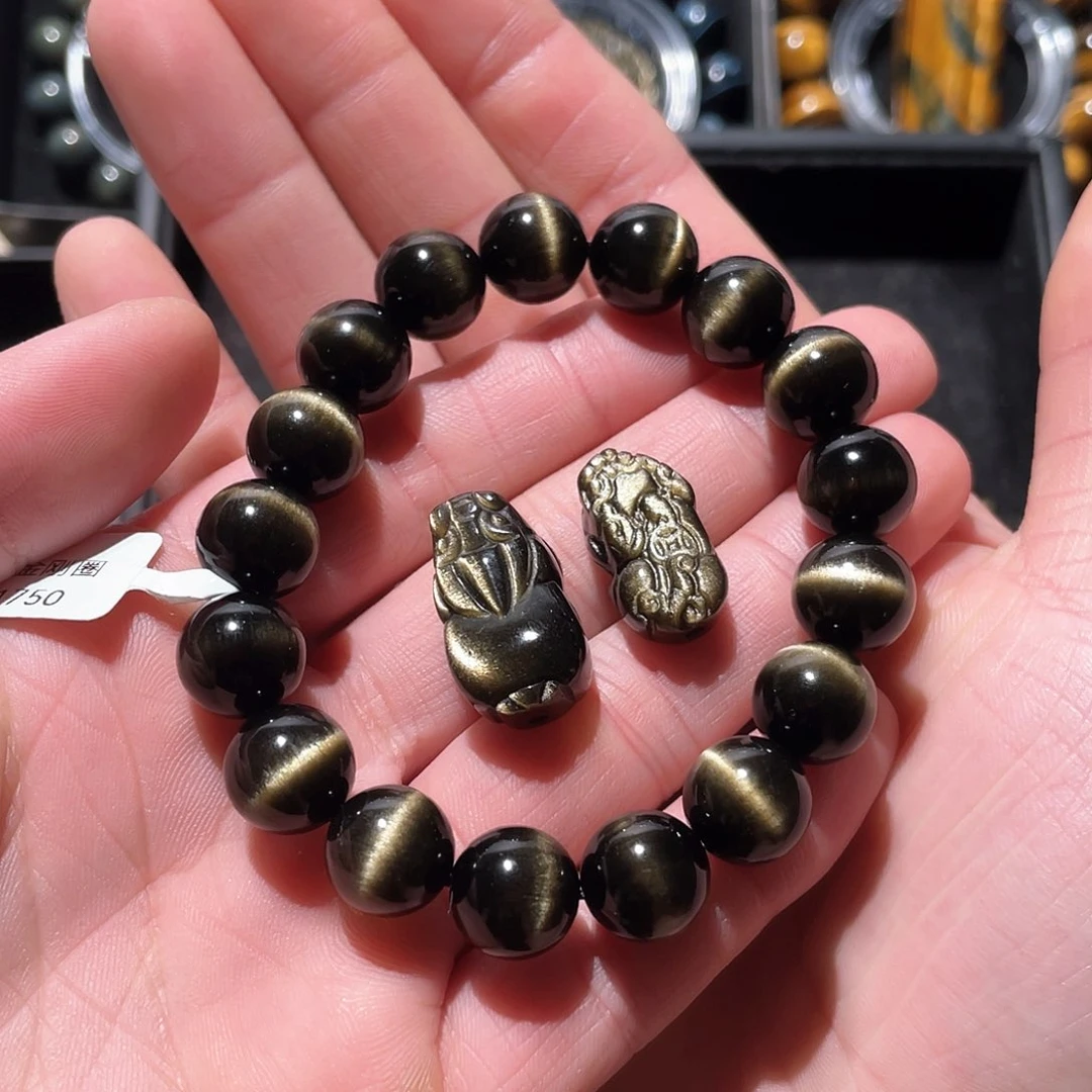 黑曜岩手串未镶嵌