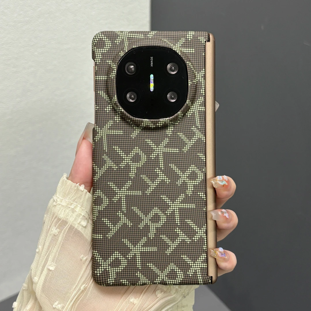 内置磁吸适用华为MateX6手机壳matex5碳纤纹纹x3凯夫拉纹折叠中轴