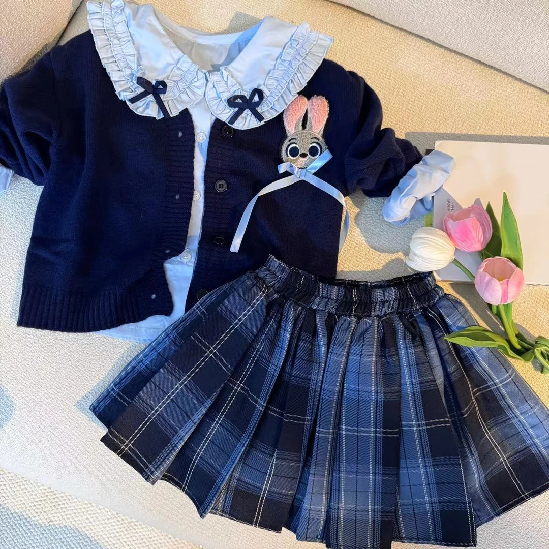 兔子警官衣服儿童裙子2024新款女童朱迪连衣裙女孩秋装jk学院套装