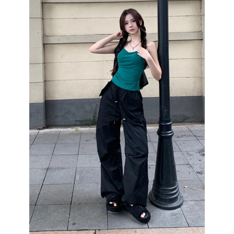 吊带背心女带胸垫辣妹甜美露背纯欲风交叉带设计内搭外穿美背上衣