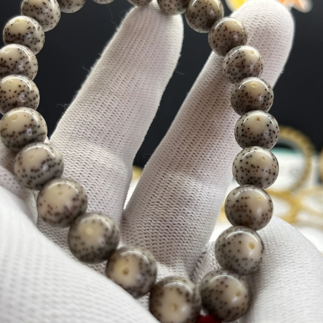 石玉料冰糖玉化大眼睛留白10圆珠，原生态星月菩提，一物一图