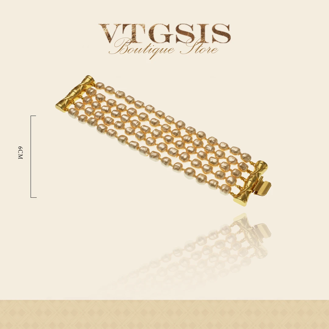 VTGSIS 合金仿珍珠手链 东京银座香槟色珠珠竹节手链6290