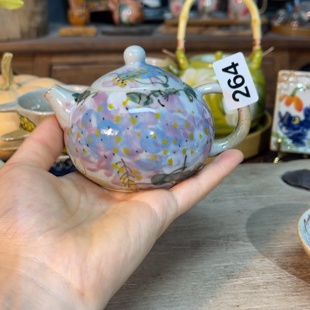 壶素浅陶瓷手工手绘