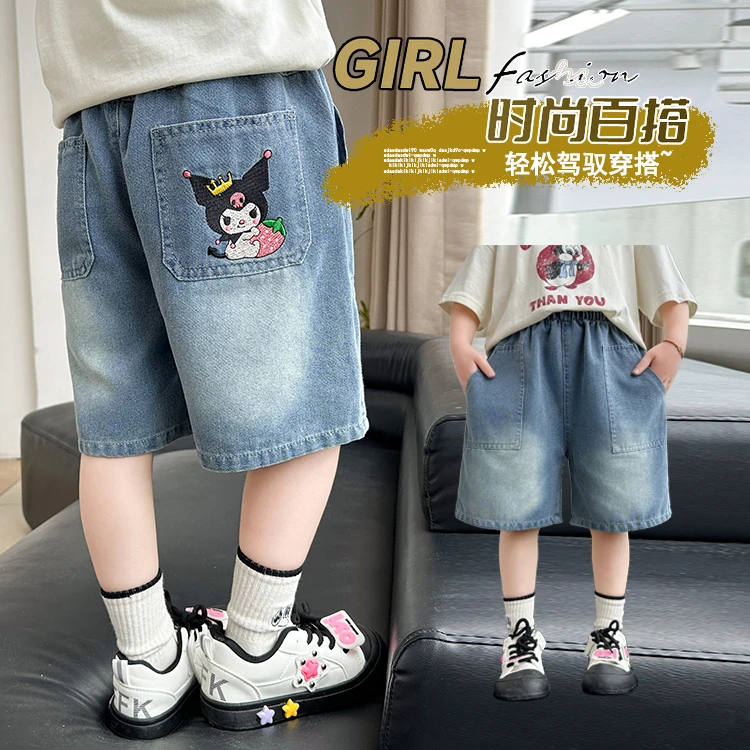 女童牛仔短裤夏装2025新款洋气儿童裤子夏季薄款宽松宝宝五分裤潮