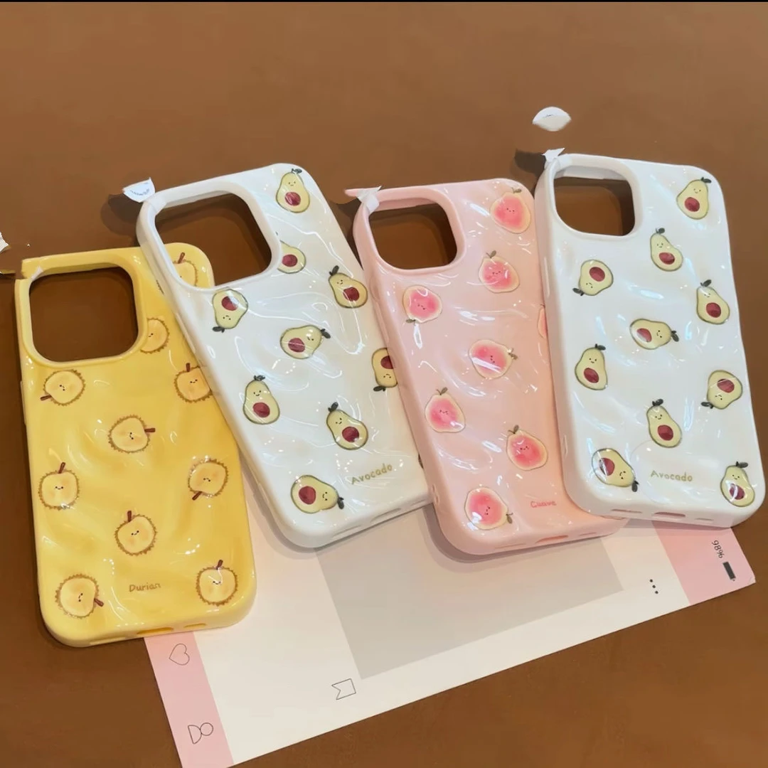 壳望水果波浪褶皱壳适用苹果iPhone15手机壳16新款14Pro防摔16