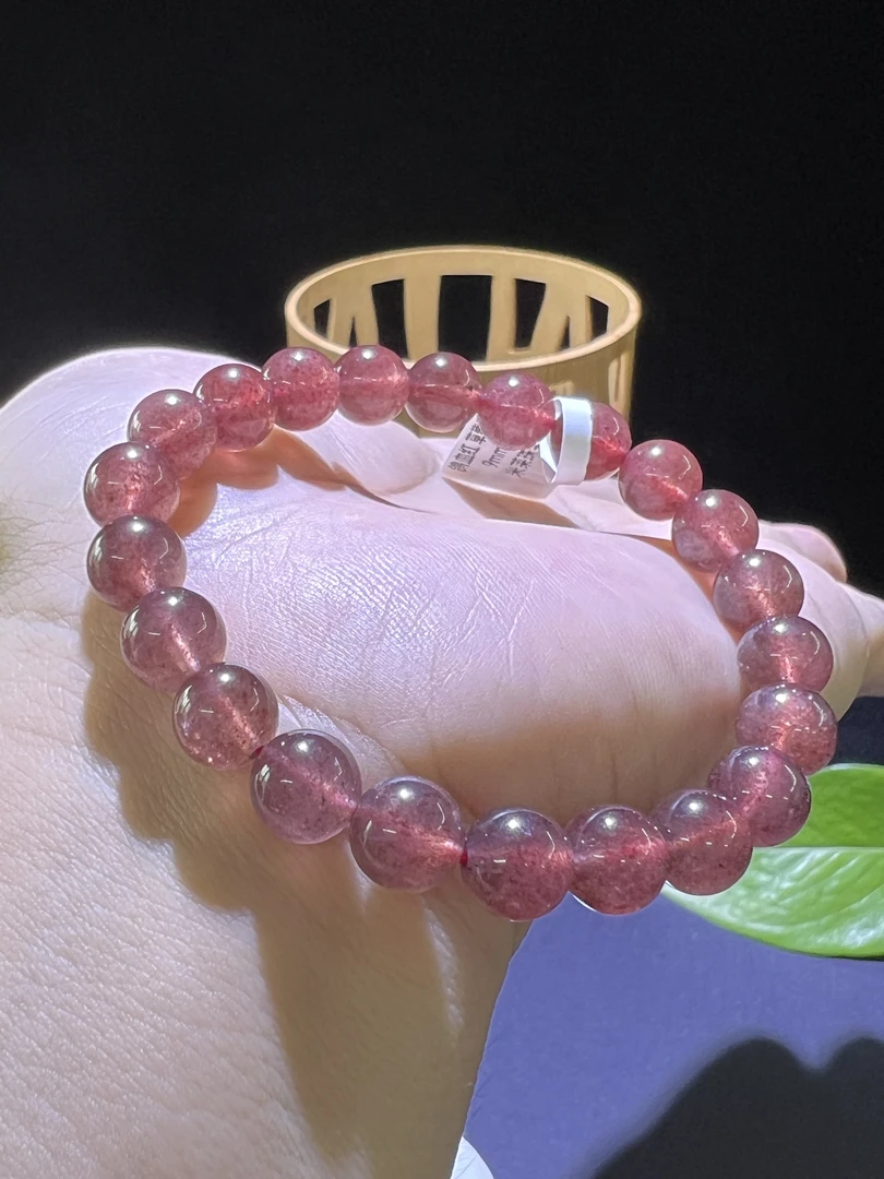 纯天然草莓手链甜美鸽血红水晶手串闺蜜招桃花单圈素款水晶