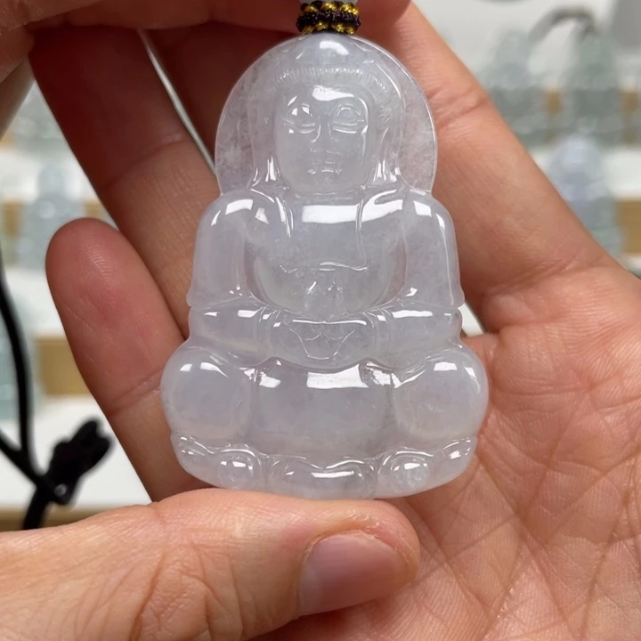 翡翠未镶嵌颈饰天然缅甸翡翠A货观音72号