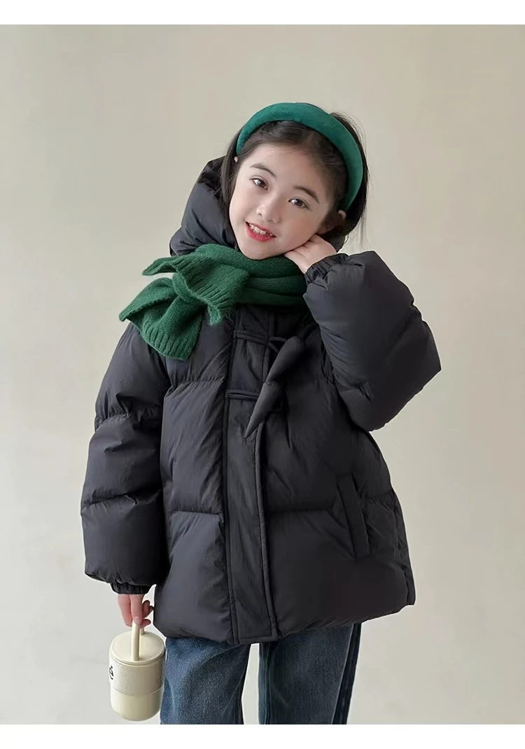 辣椒加厚韩版洋气中大童宽松百搭连帽亲子白鸭绒女童羽绒服外套