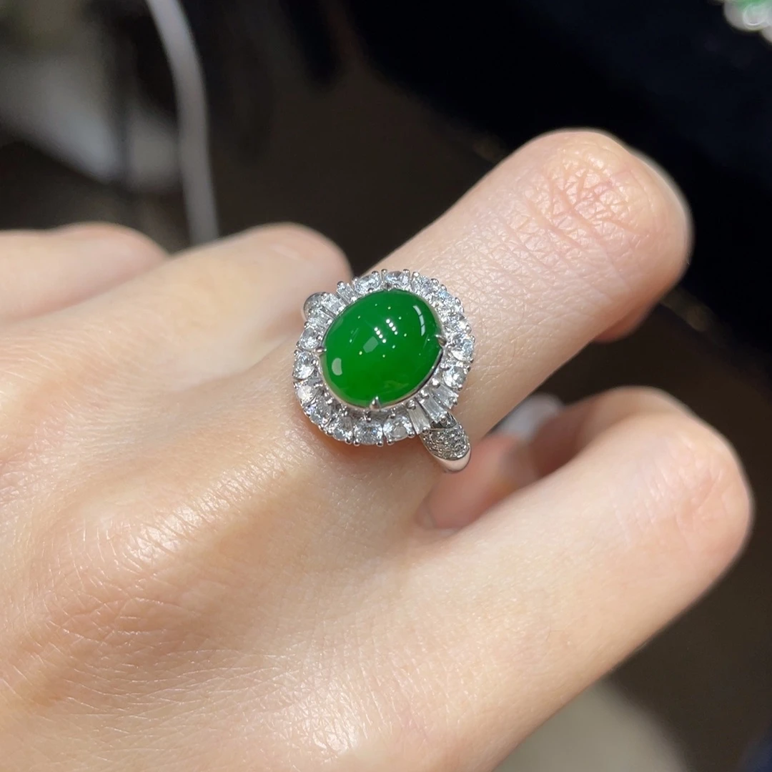 翡翠颈饰18K金镶嵌天然缅甸翡翠a货