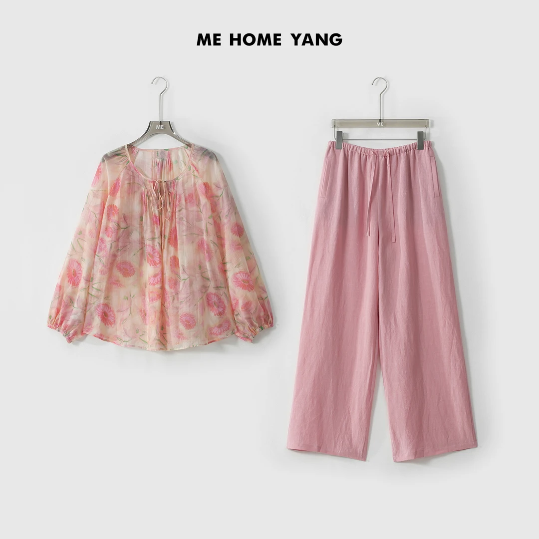 ME【热带花海套装】天丝混纺松弛飘逸透气显瘦时尚休闲套装MESS3761