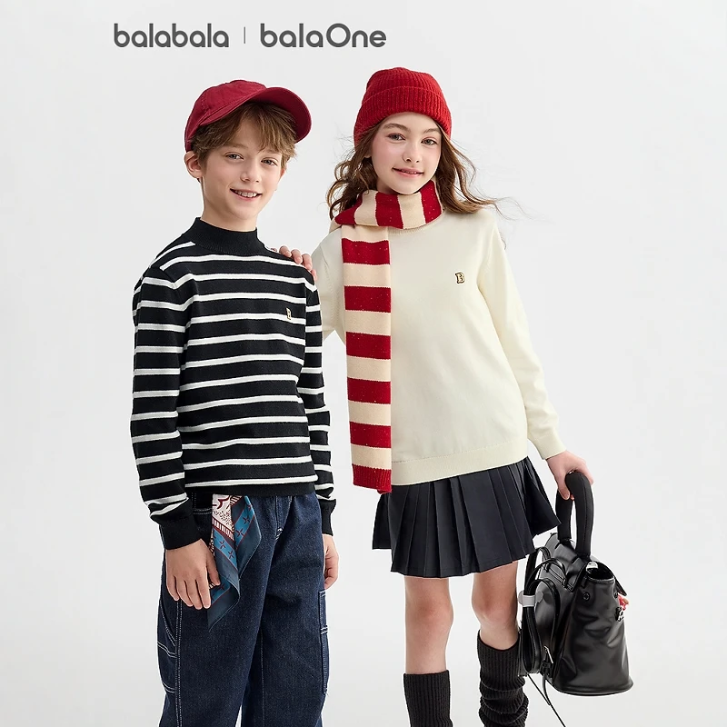 【balaOne】巴拉巴拉童装儿童毛衣男女童套头针织衫2025冬打底衫
