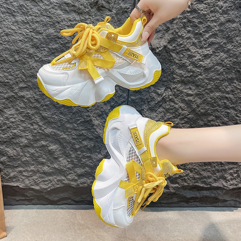 网面夏季新款老爹鞋厚底休闲运动鞋软底百搭时尚增高韩版透气女鞋