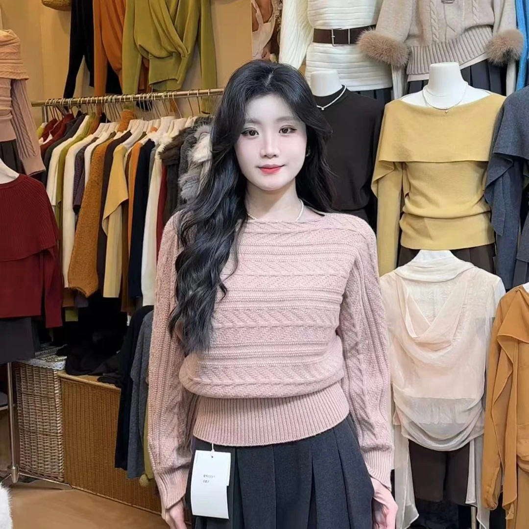 首选冬季圣诞新年穿搭～韩系氛围感慵懒风露肩保暖毛毛衣
