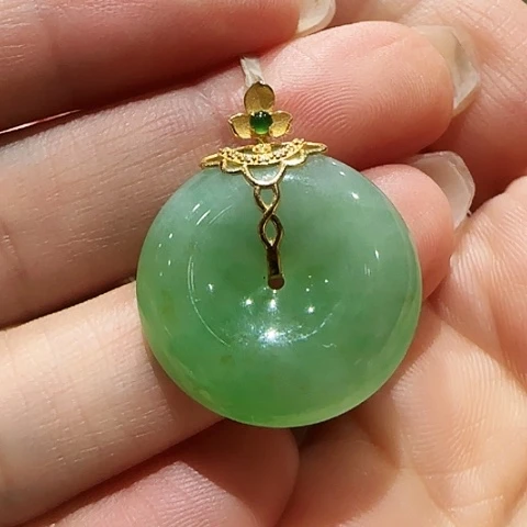 翡翠18K金镶嵌吊坠(不含链)