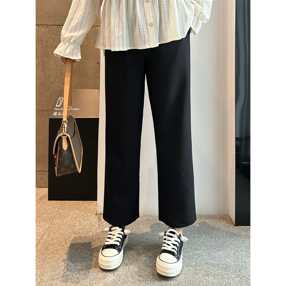 苔原霓虹 / 随意又时髦九分直筒西裤14420花契大码200斤胖mm减龄