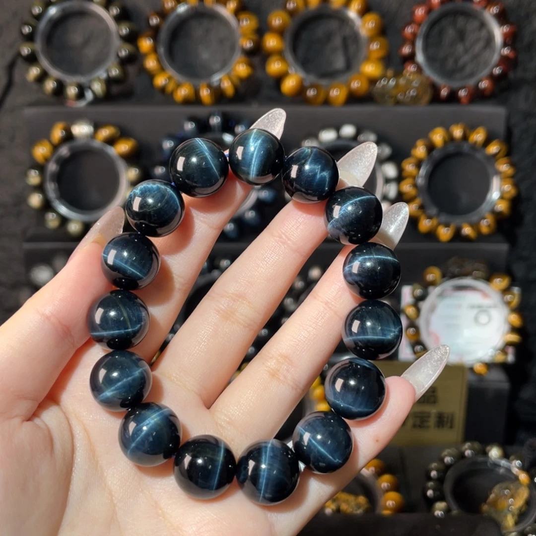 一***变木变石未镶嵌手链14m蓝虎眼手串