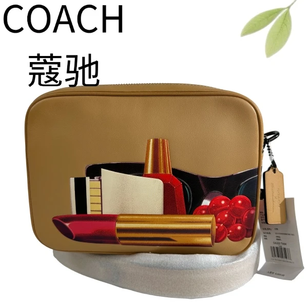 99新 COACH/蔻驰 奶茶色彩绘相机斜挎包G25116961底长23X17