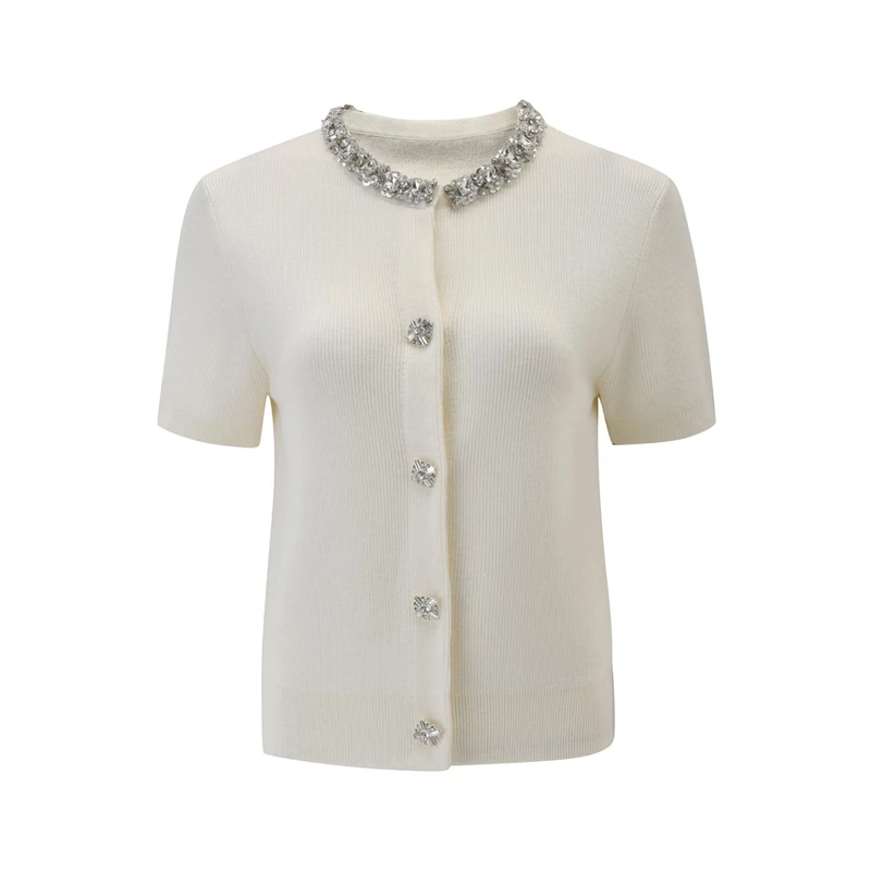 ICCLEK 重磅领口钉钻短袖 气质 轻奢 名媛 -1113