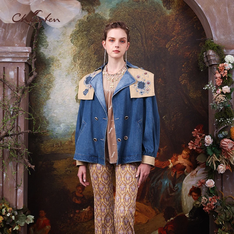 【达人专享】朝峰休闲牛仔外套CFC3C162-658N上衣时尚