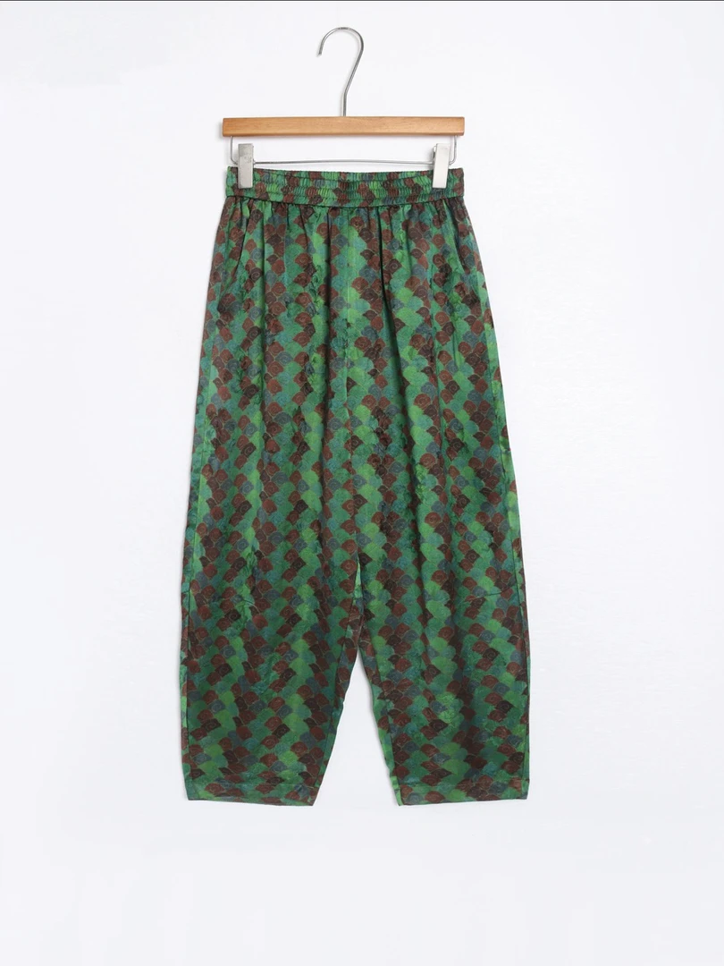 柚米家-自制“如意裤”人丝香云纱欧若风复古几何显瘦九分女裤