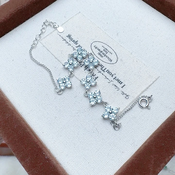 海蓝宝石手链银S925镶嵌手链