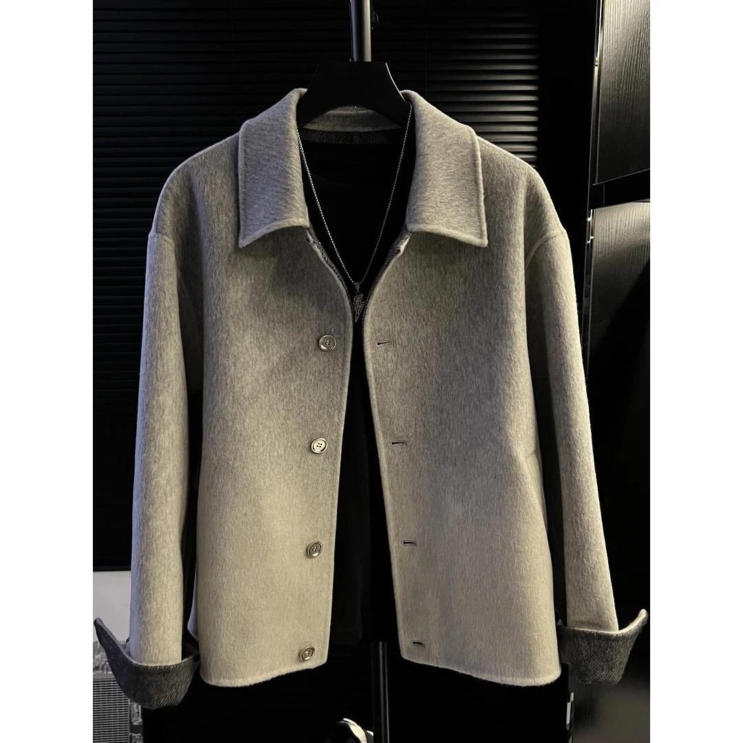 秋冬男装新款渐变感毛呢夹克男士休闲轻奢潮流大气痞帅设计感外套