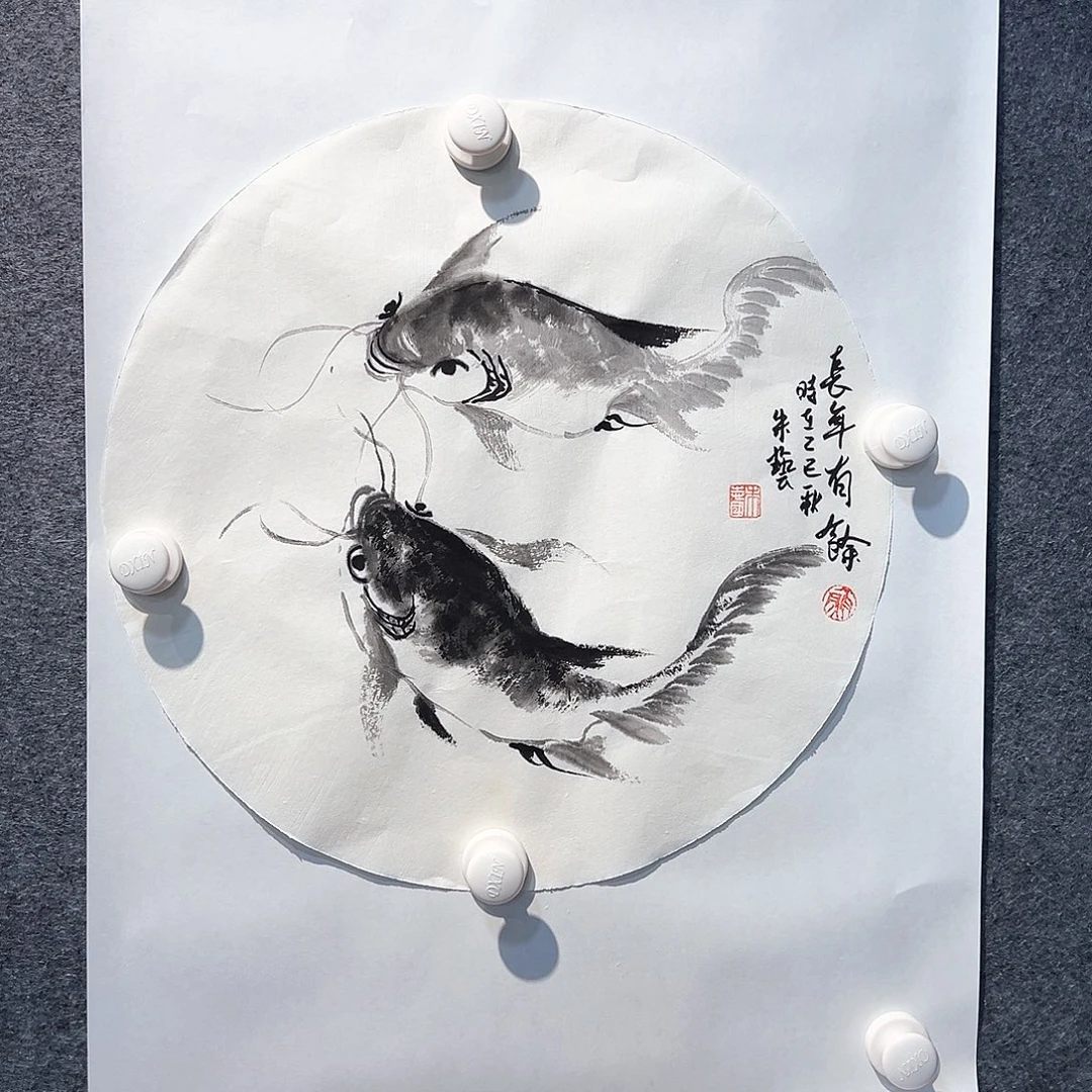 国画纯手绘画心原创