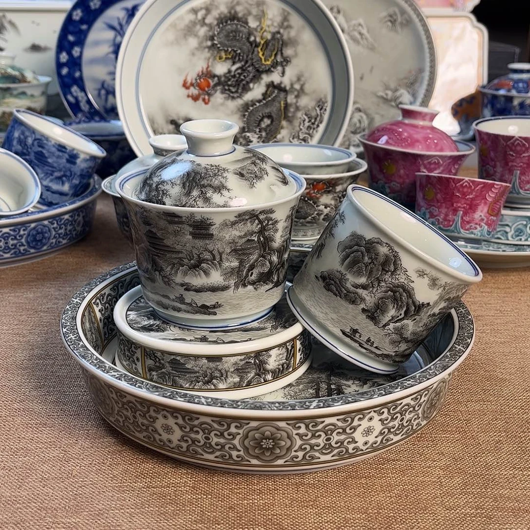 高温釉下彩茶具套组