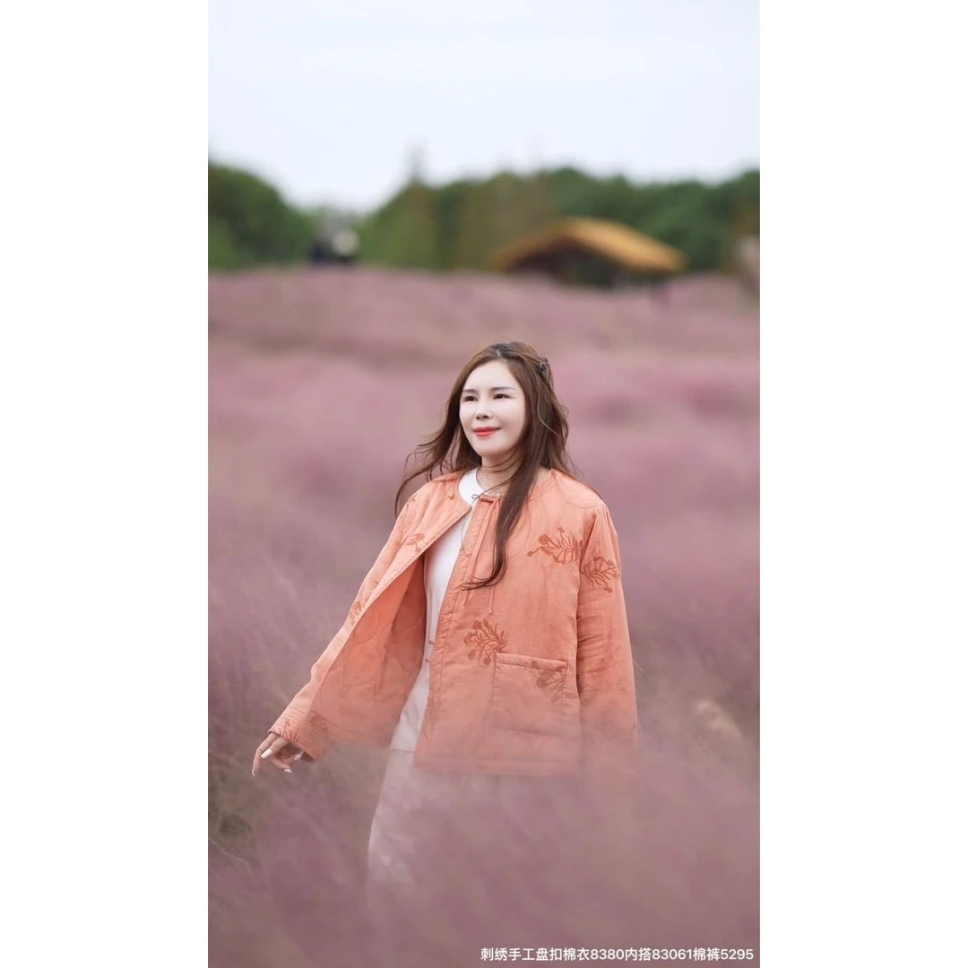 苎麻手工盘扣刺绣夹棉加厚保暖棉服X251119MY2