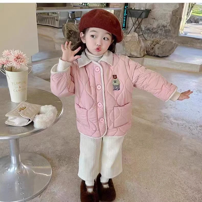 Y8517儿童棉服秋冬女童女宝新款时髦时尚加厚保暖棉衣外套宝宝冬