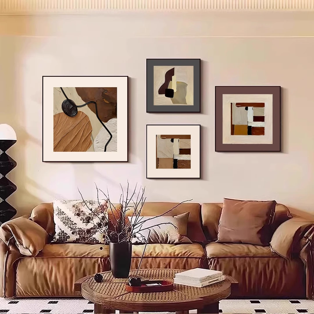 高级感客厅装饰画简约轻奢大气背景墙挂画抽象艺术组合画餐厅挂画