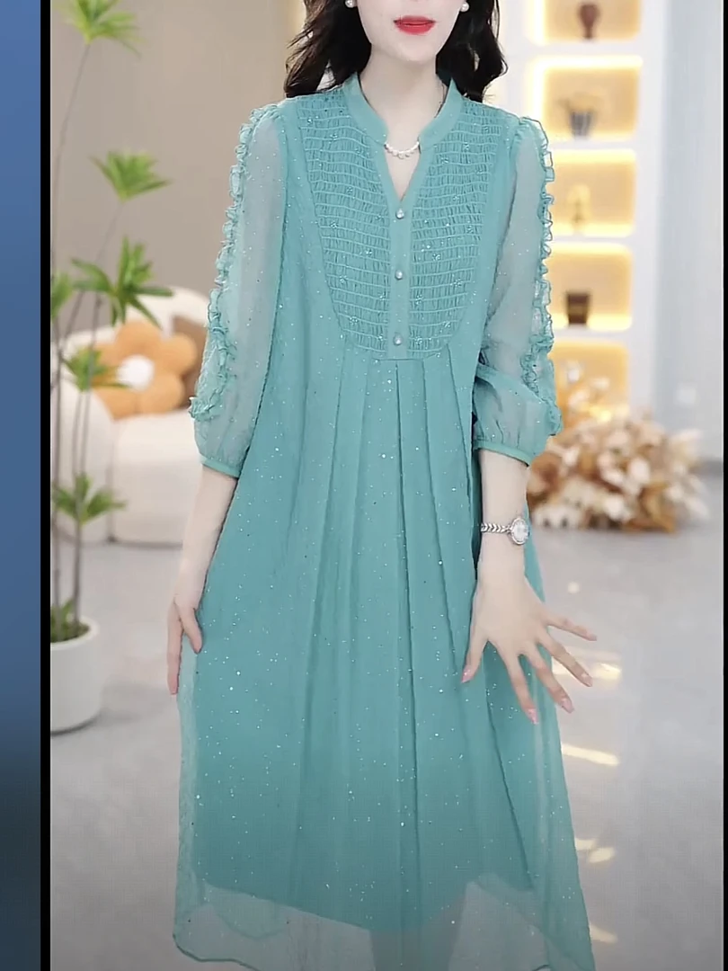 【连衣裙裙子】2025年春季新款时尚优雅减龄显瘦气质洋气长款连衣裙