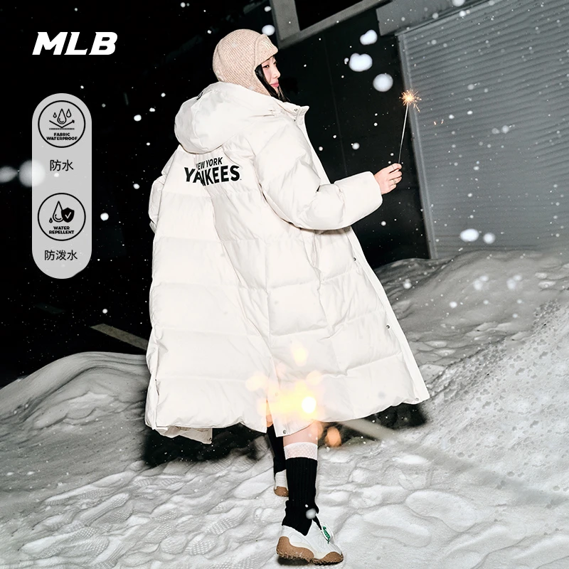 MLB官方张康乐同款 男女防水鹅绒保暖长款羽绒服25冬季新款DJV40