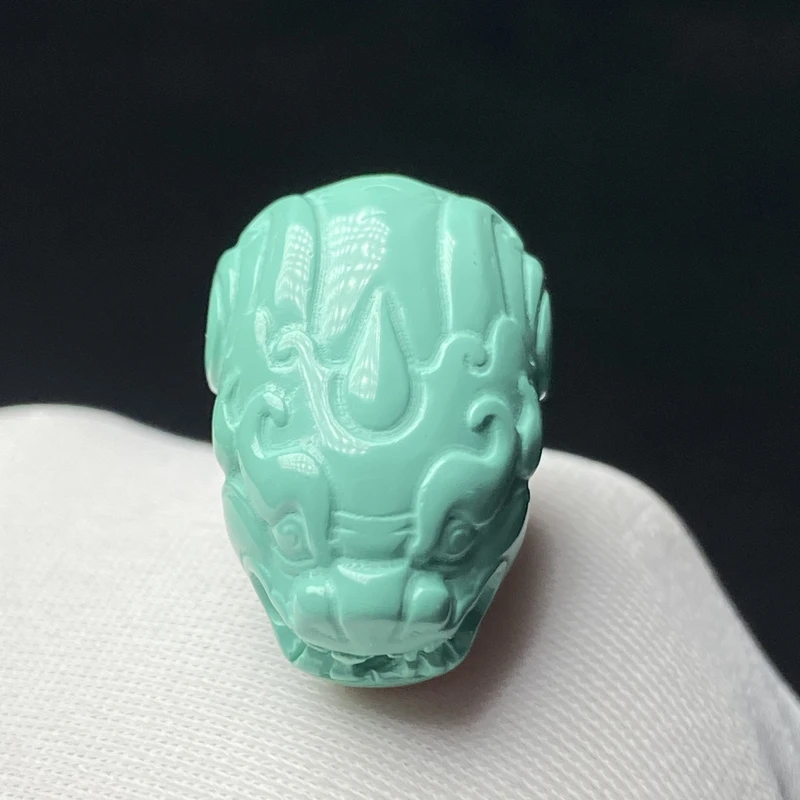 精品瓷高绿色雕刻貔貅瑞兽一体三通手串项链百搭经典diy配饰配件