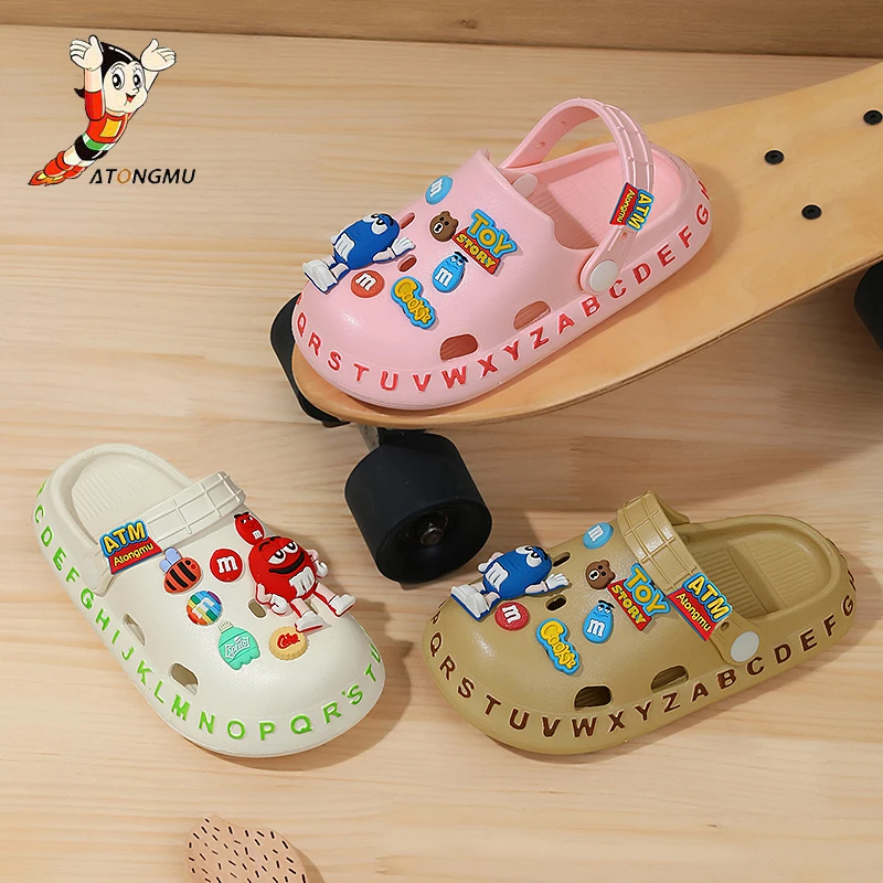 阿童木夏季男童包头洞洞鞋女童拖鞋沙滩鞋凉鞋时尚软底儿童拖鞋