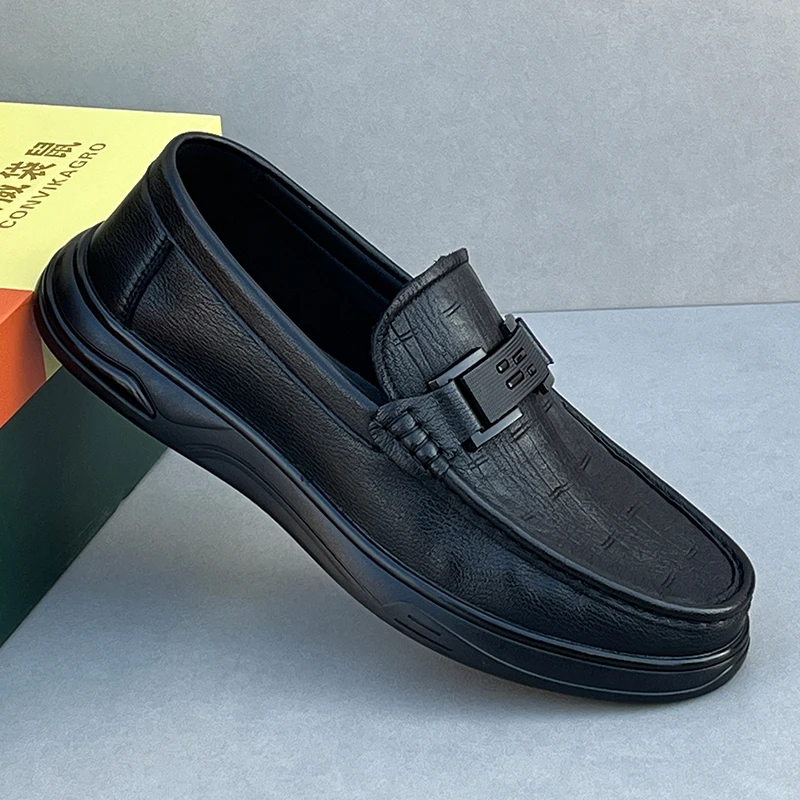 2025新款真皮豆豆鞋男一脚蹬休闲皮鞋男款商务男士乐福鞋夏季爆款