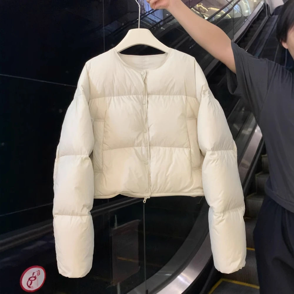 秋冬短款棉服女2024时尚保暖外套韩系时尚百搭小个子圆领面包服潮