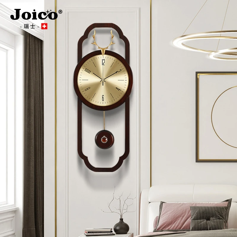 joico新中式客厅挂钟家用时尚大气简约时钟挂墙装饰钟表壁钟摆