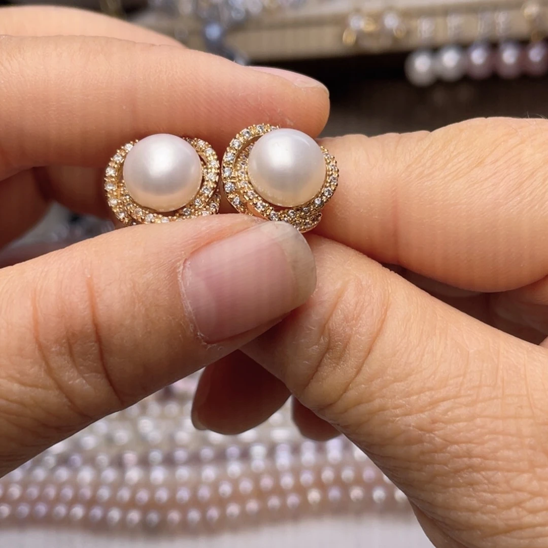 银S925镶嵌珍珠首饰淡水珍珠