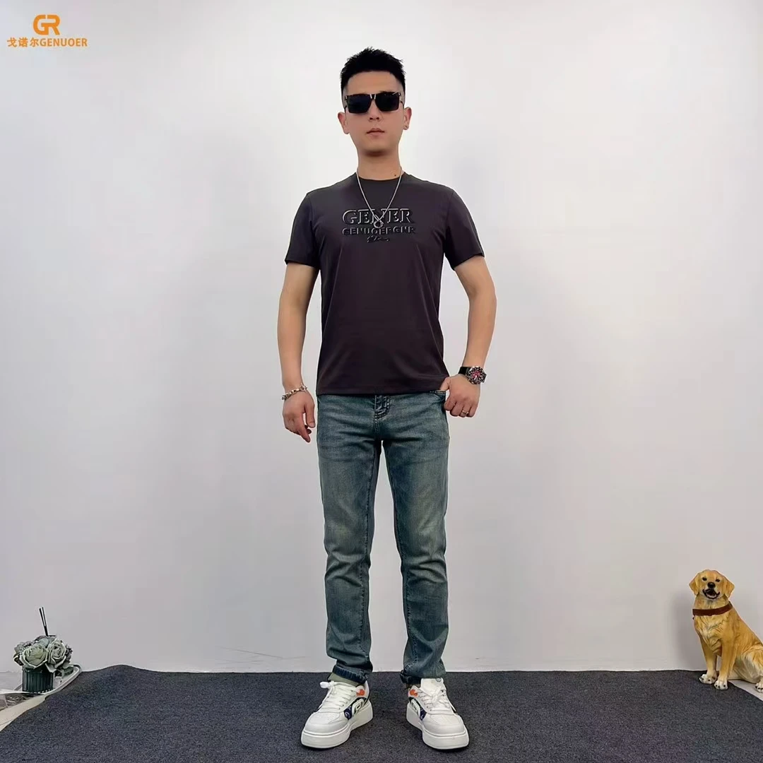 戈诺尔男装25年夏新款圆领短袖T恤休闲时尚简约大气薄款男士百搭