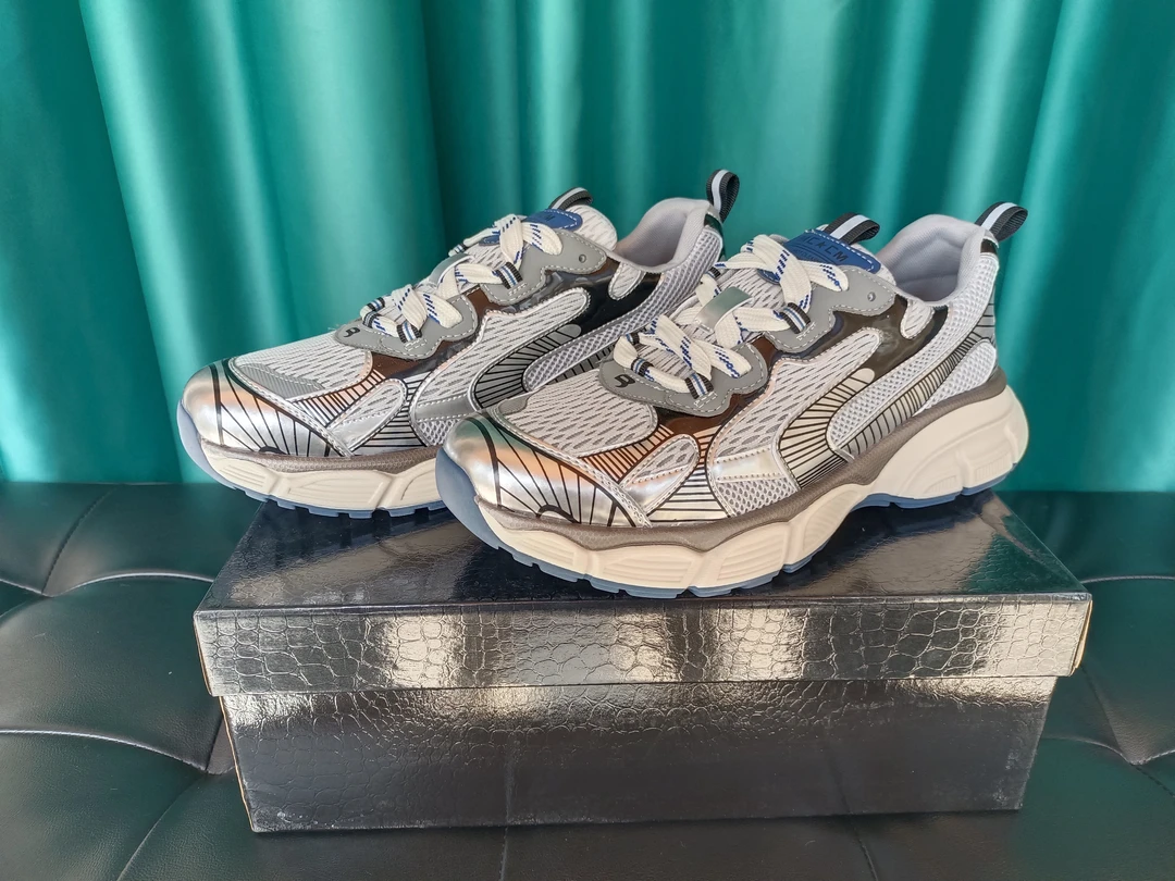 香港真皮潮老爹鞋男2025四季新款轻便厚底炸街网面百搭运动休闲鞋