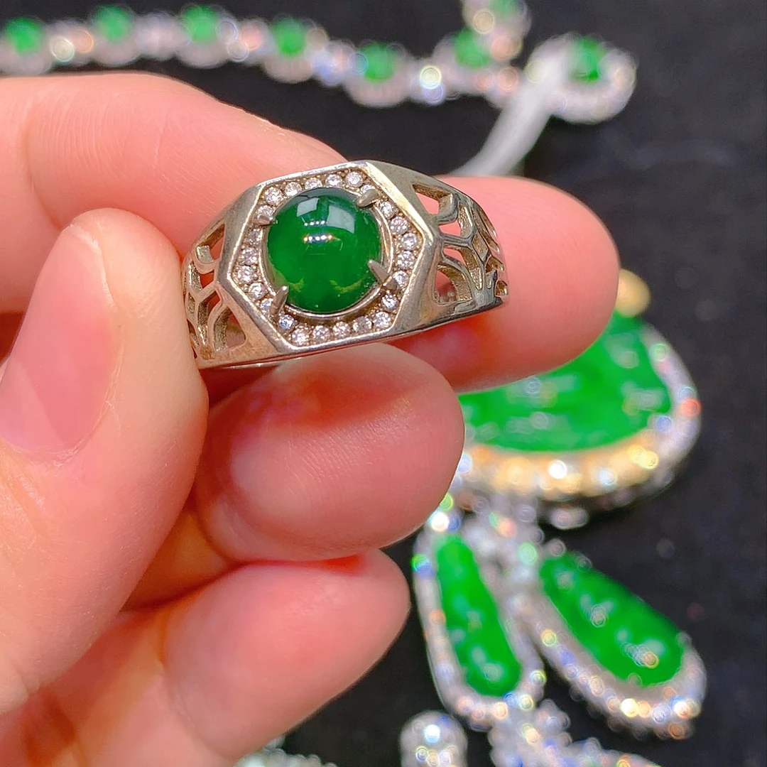 吊坠(不含链)银S925镶嵌翡翠翡翠