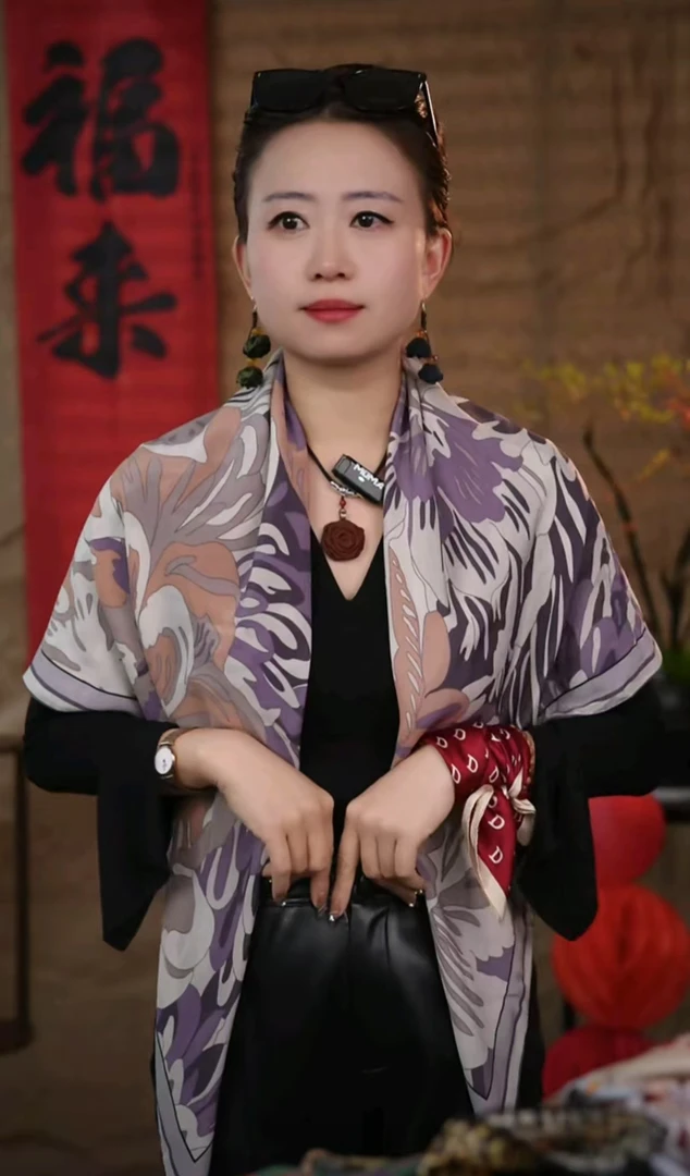 【SZ05】宫丽108x108cm6A纯100桑蚕丝双绉大方巾时尚复古百搭女士