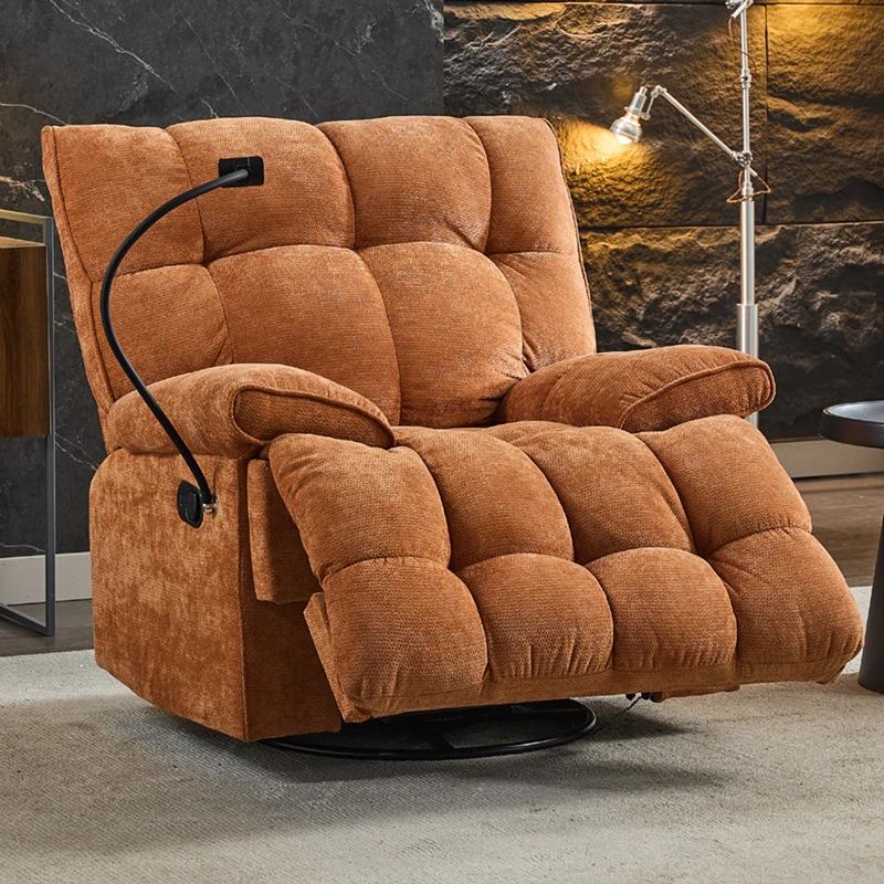 头等座多功能懒人沙发椅影院椅阳台简约老虎椅转摇皮艺居家单人椅
