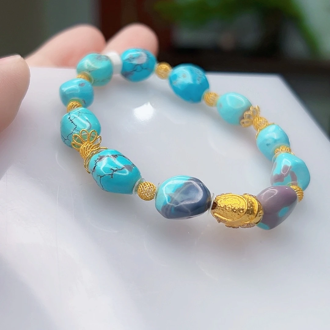 绿松石珠宝奇石18K金镶嵌