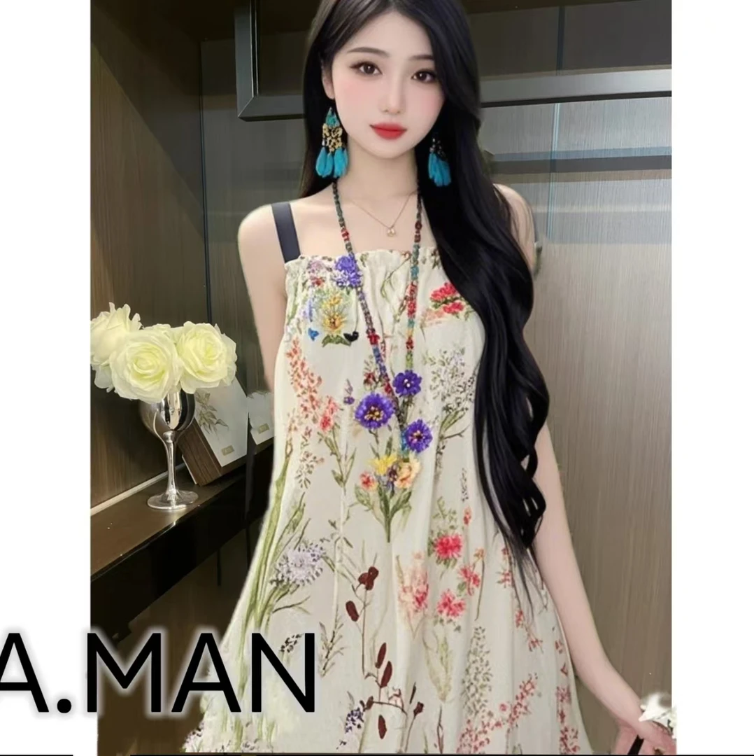 A.MAN-2025女款轻奢宽松长裙春夏缎料无袖气质时尚连衣裙