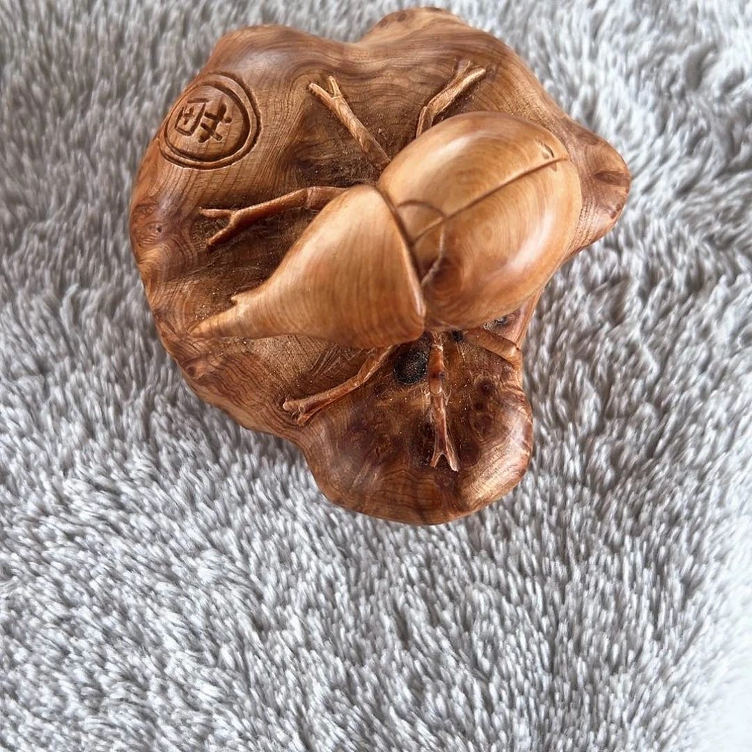 柏木阿****r太行榴花独角仙手把件