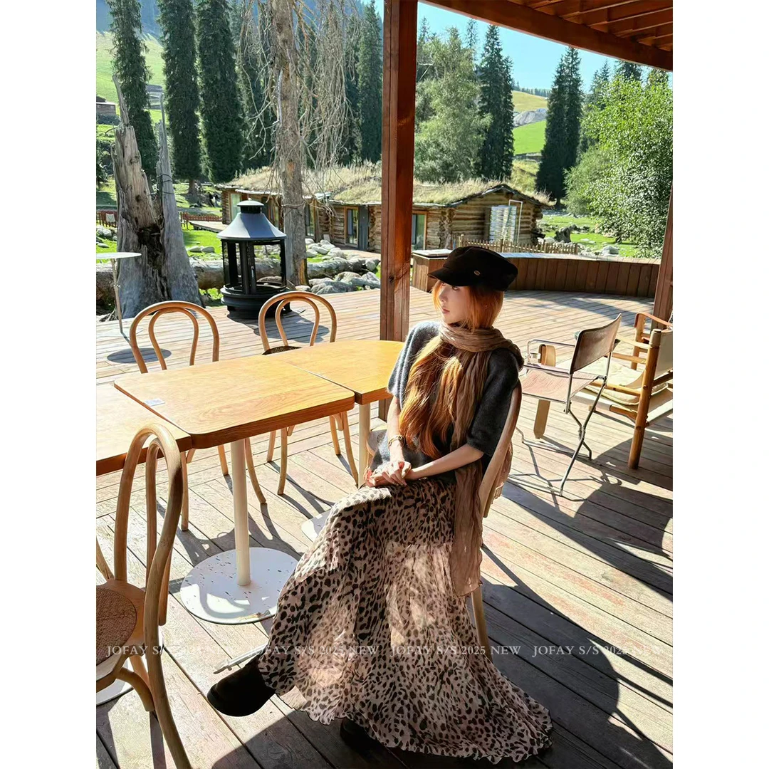 【CHASINGLIGHT】豹纹印花网纱半身裙 Q2065