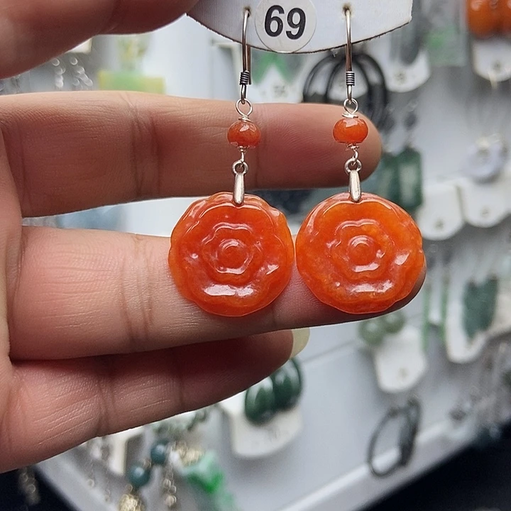 翡翠银S925镶嵌耳饰品质珠宝